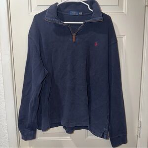 Polo Ralph Lauren Mens Navy Blue 1/4 Zip Pullover Sweater Sweatshirt Size 2XL